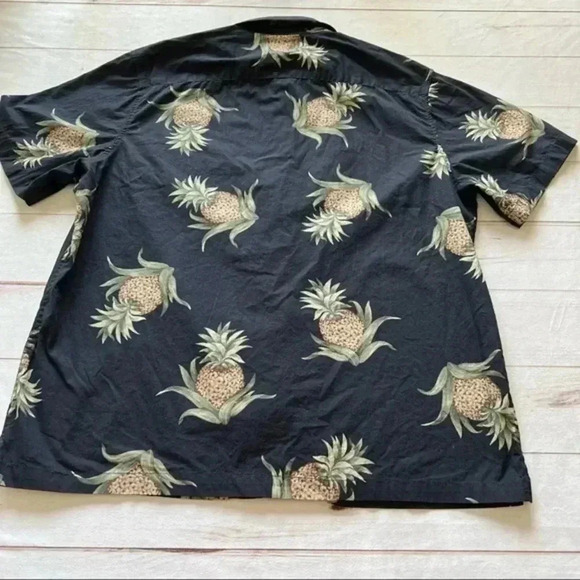 28 Palms Standard Pineapple Hawaiian Black Shirt Collard Mens XXL Aloha Vacation - Picture 5 of 9